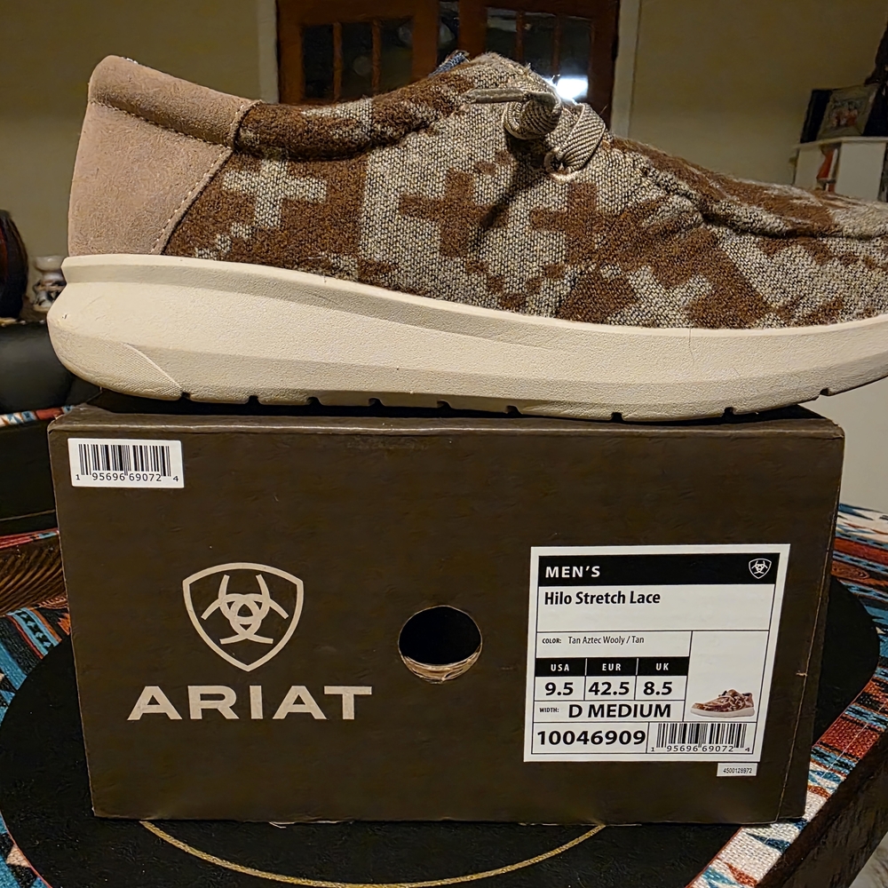 Ariat Men's Hilo Stretch Lace Tan Aztec Woolly Loafers